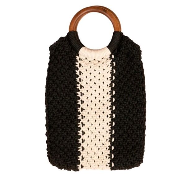 Laude The Label x Rachel Zoe Curateur Gabby Mini Macrame Wood Handle Bag NWT - Picture 12 of 13